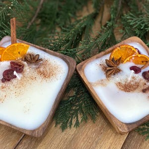 Citrus & Spice Wooden Dough Bowl Candle 4"x4"x2"