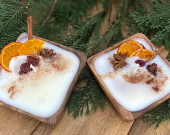 Citrus & Spice Wooden Dough Bowl Candle 4"x4"x2"