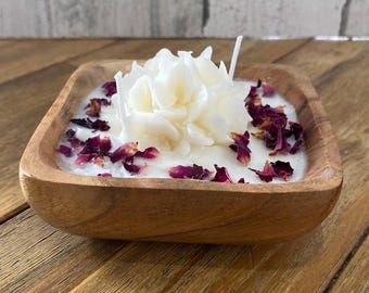 Botanical Wood Bowl Candle 4x4x2