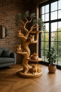 Handmade Solid Wood Cat Tree Tower – Natural Wood Cat Stand for Large Cats, Modern Cat Furniture, Play Tower & Gift for Cat Lovers product logo