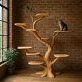 Wooden Tree Shaped Cat Tree – Handmade Natural Branch Cat Tower – Indoor Cat Shelf Furniture – Unique Pet Tree for Living Room Decor