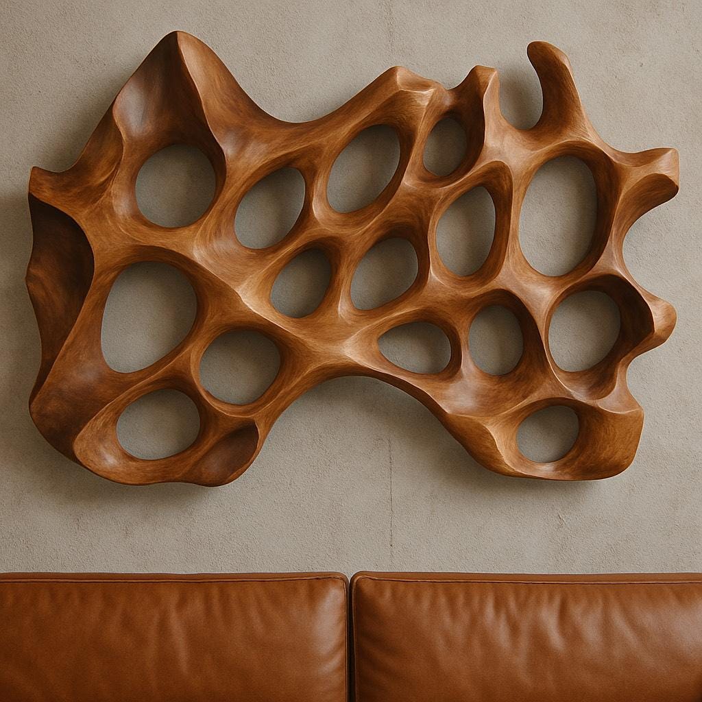 Modular Wall-Mounted Wooden Sculpture – Organic Solid Wood Art, Rustic Modern Abstract Wall Decor for Home or Office
