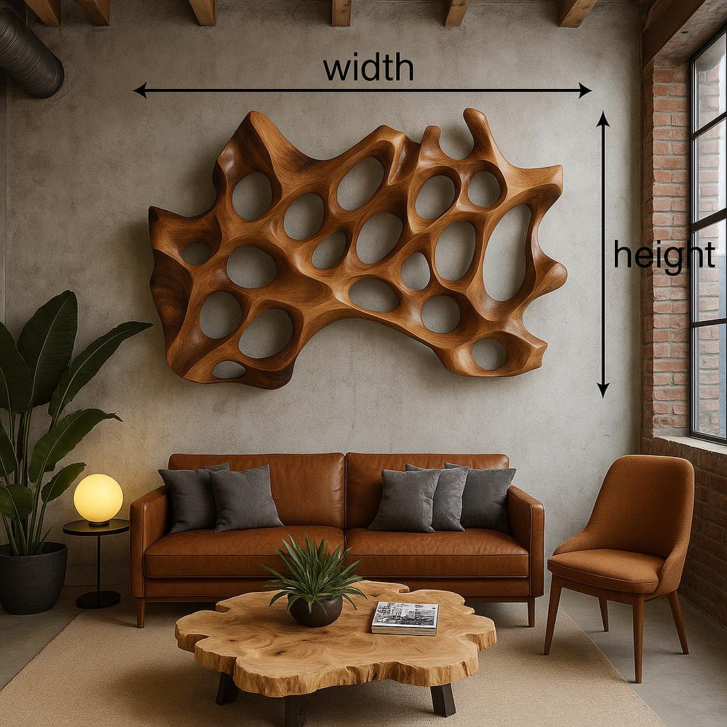 Modular Wall-Mounted Wooden Sculpture – Organic Solid Wood Art, Rustic Modern Abstract Wall Decor for Home or Office