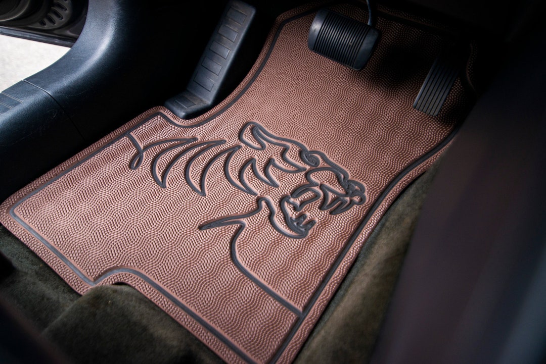 Beige Car Floor Mats With Tiger, Full Set Car Mats, Personalizated Car