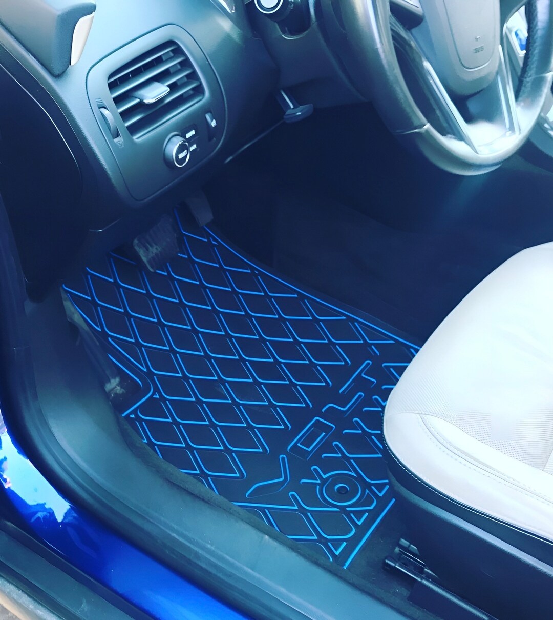 Navy Indigo Blue Rubber Floor Mats for Car, Custom Car Floor Mats Set
