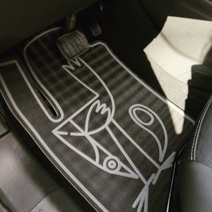 Aesthetic car mat, custom car floor mats set with birds, black car accessorie for man, personalized mat, goth trippy car floor mat