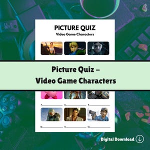 Printable Video Game Characters Picture Quiz. Downloadable Trivia Sheet For Pub Quizzes and Party Games