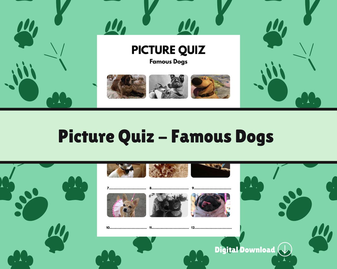 Famous Dogs Picture Quiz: Printable Pet Trivia Game (digital Download ...