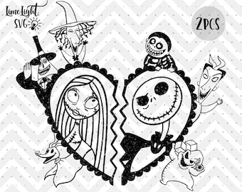 Download Nightmare Before Christmas Jack And Sally Svg / 60 Svg Dxf ...