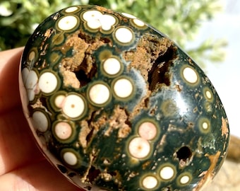 Hand Polished pendant making supply #GP5616 32 mm Round Natural Ocean Jasper loose Cabochon Gemstone