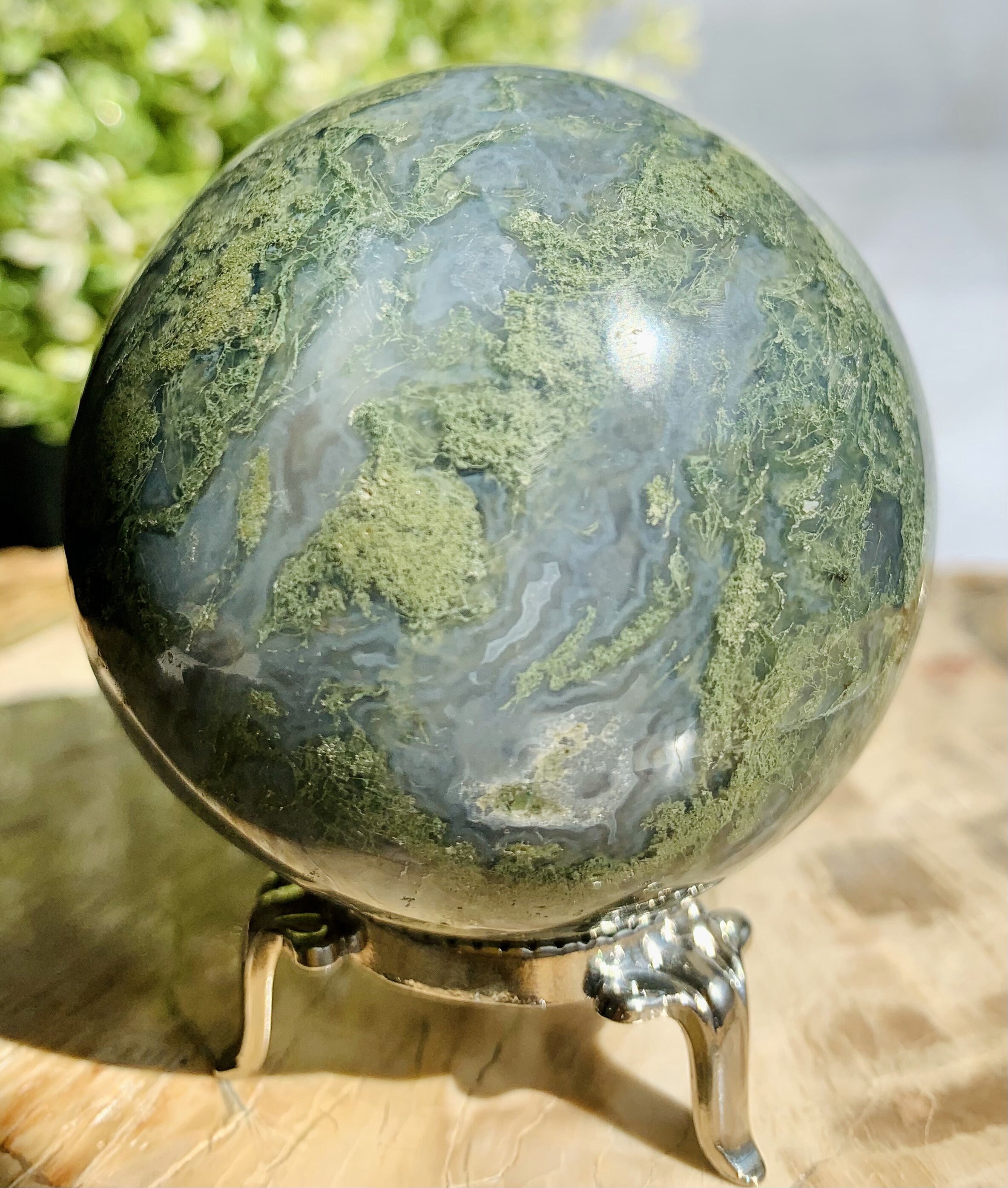 A Quality Nature Polished Moss Agate Crystal Sphere Ball | Etsy