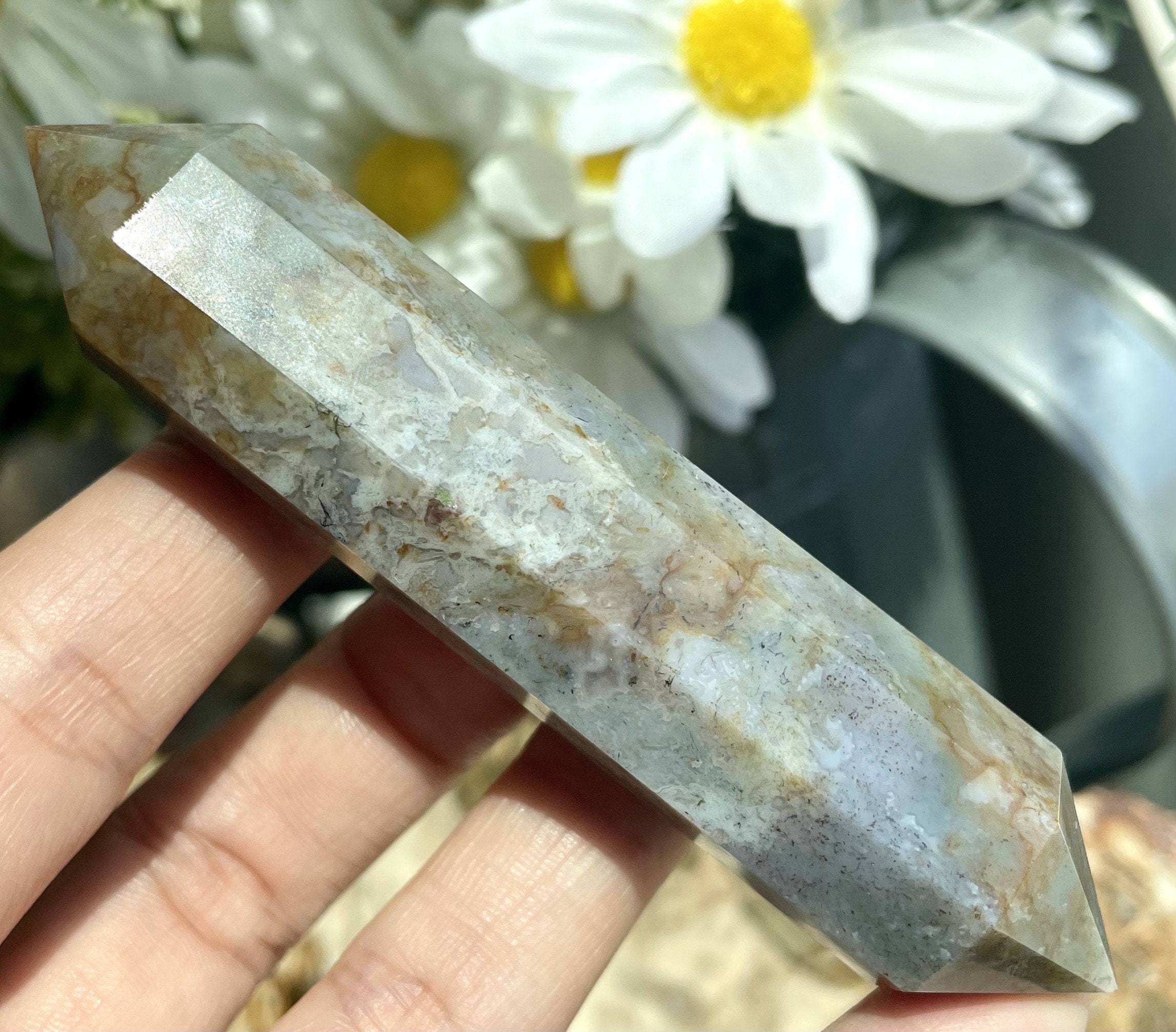 Quality Natural Indian Agate Crystal Point Wand Stick 8 Sided | Etsy