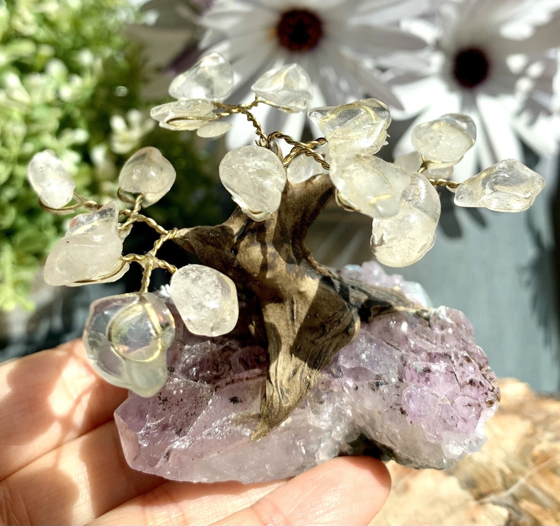 Amethyst Crystal Bonsai Tree Clear Crystal Tree of Life Etsy UK
