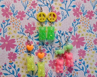 Glow in the Dark Gummy Bear Earrings