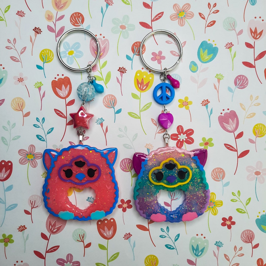 Resin Furby Keychain Long Furby Planner Charm Fairy Kei Wrist Keychain