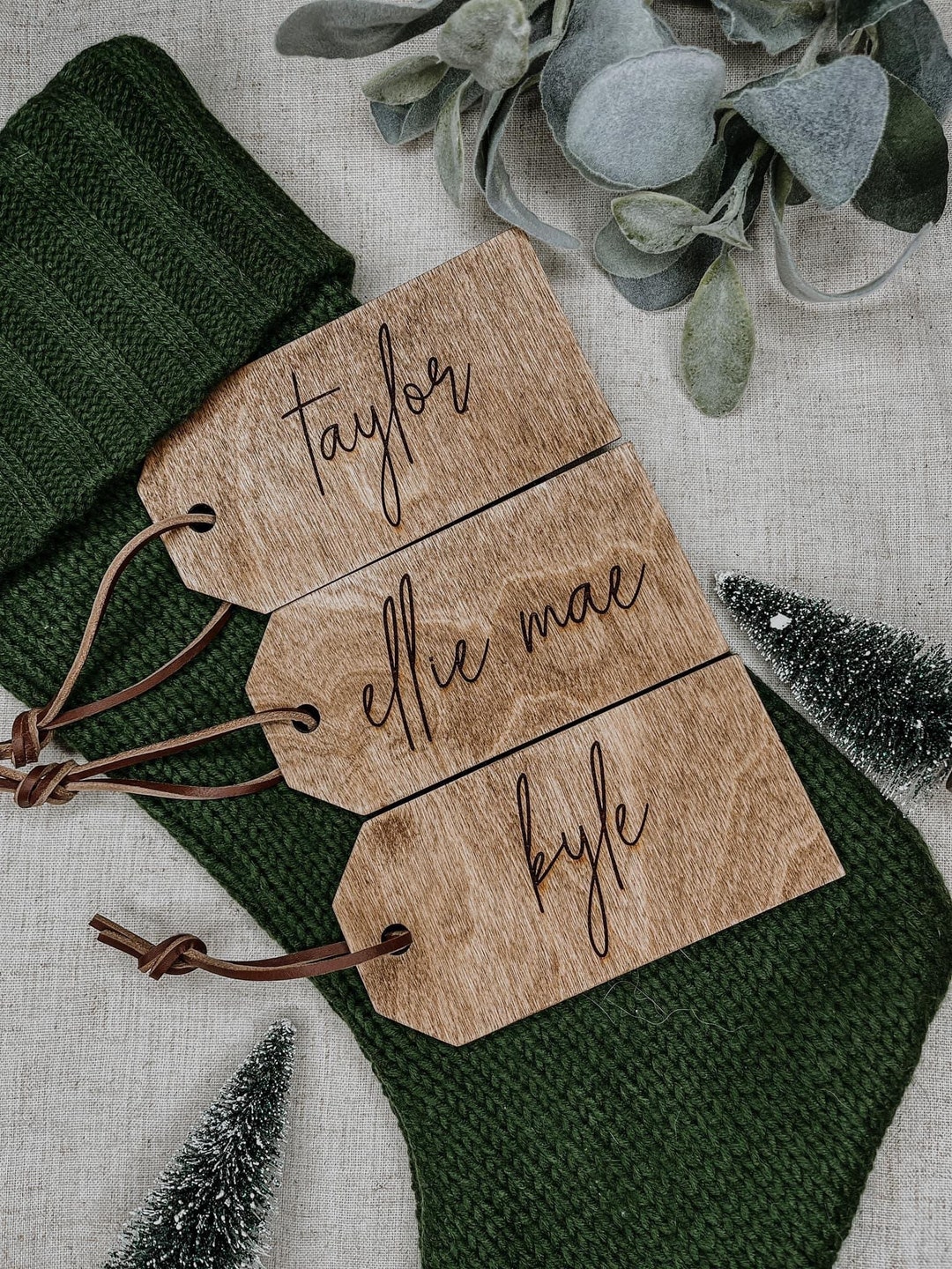 Engraved Personalized Christmas Stocking Gift Tags Etsy