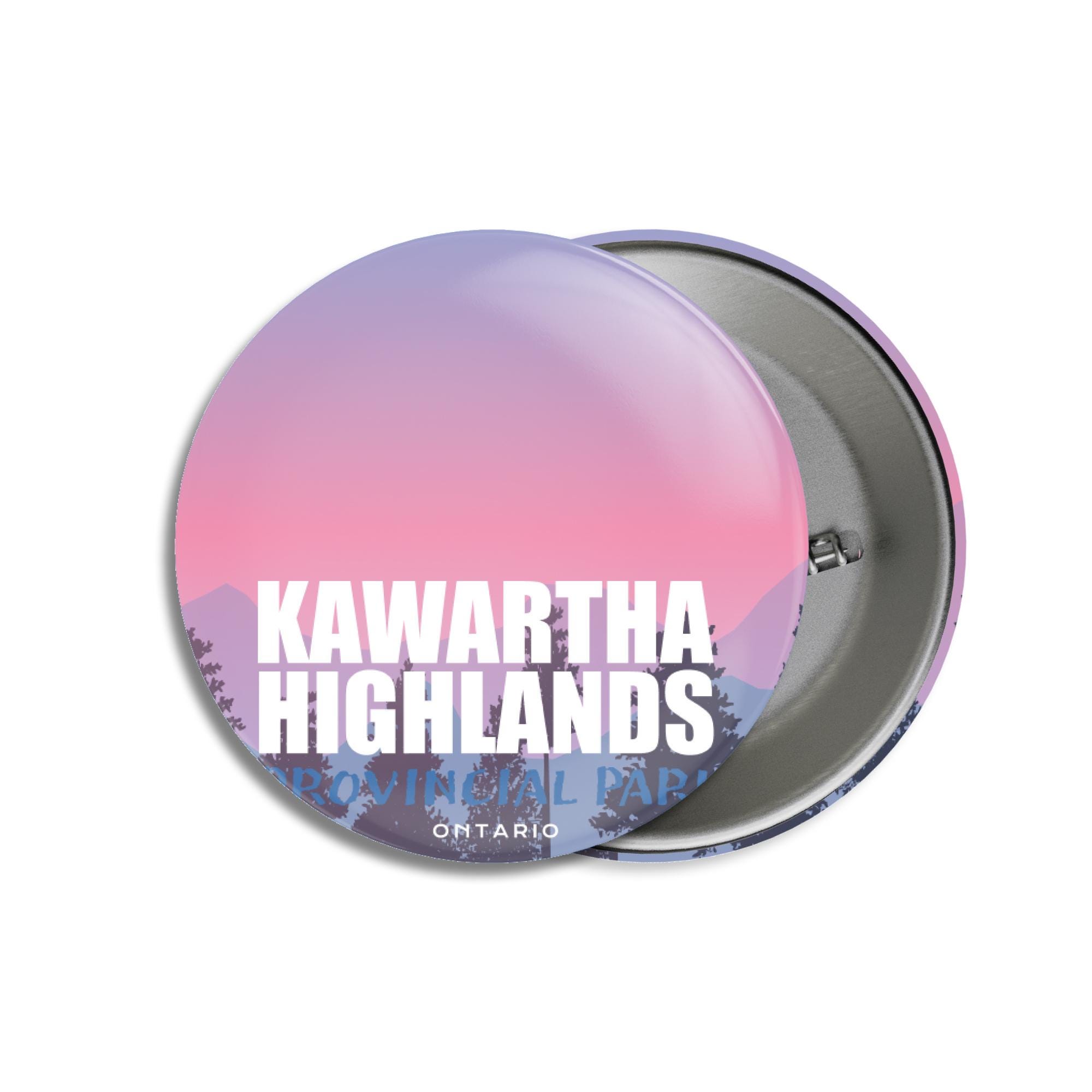 Kawartha Highlands Provincial Park of Ontario Pinback Button, Canada Parks, 1.75" Buttons, Metal Buttons, Backpacking, Labour Day