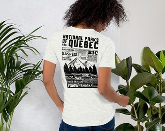 Liste de contrôle des parcs nationaux du Québec T-shirt unisexe - Parcs Canada - Cadeau - Parcs nationaux - T-shirt de randonnée - Cadeau - Cadeau - Fête des Mères