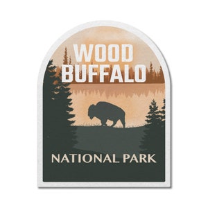 Holz Buffalo National Park in Kanada Wasserdichter Vinyl Aufkleber, Laptop Aufkleber, Benutzerdefinierte Aufkleber, Aufkleberpaket, Vatertag
