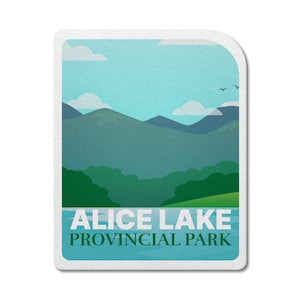 Alice Lake British Columbia Provincial Park waterdichte vinylsticker, laptopstickers, aangepaste stickers, stickerspakket, Vaderdag