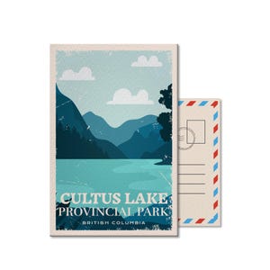 Carte postale du parc provincial de la Colombie-Britannique du lac Cultus, vintage, cartes postales, parcs nationaux, parcs du Canada, cadeau, anniversaire, fête des pères