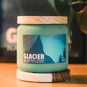 Glacier National Park &#39;RAIN WATER&#39; Scented Candle, Candle, Canada National Parks, Candle Jars, Custom Candle, Gift, Thanksgiving