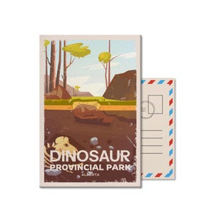 Carte postale de parc provincial de l'Alberta dinosaure, vintage, cartes postales, parcs nationaux, parcs du Canada, cadeau, anniversaire, fête des pères