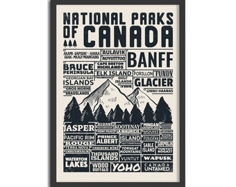 Kanada Nationalparks Checklist Poster, Kanada Parks, Nationalparks, Poster Kanada, Camping, Vintage, Checkliste, Labor Day