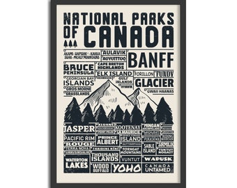 Canada National Parks Checklist Poster - Canada Parks - National Parks - Poster Canada - Camping - Vintage - Checklist - Mother's Day