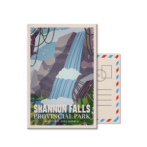 Carte postale du parc provincial de Shannon Falls en Colombie-Britannique, vintage, cartes postales, parcs nationaux, parcs du Canada, cadeau, anniversaire, fête des pères