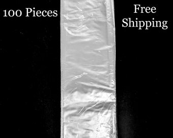 Flat Open Clear Plastic Poly Bags, Pack of 100