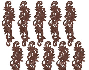 10 Pieces Toffee Brown Venice Lace Appliques - Free Shipping