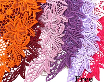 Venice Lace Petunia Collar Appliques, 4-6 Pieces