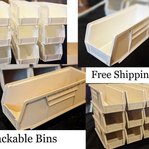Sturdy Plastic Stackable Bins for Storage, Workshop Organizers - FREE SHIPPING