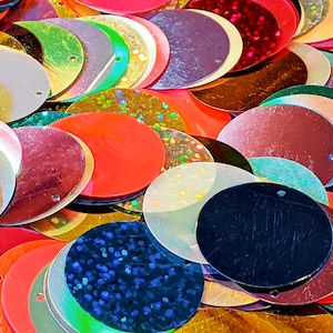 30mm Round Paillette Sequins, PVC, One Hole