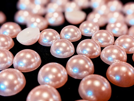 Pastel Pink Round Flat Back Pearls FREE SHIPPING 