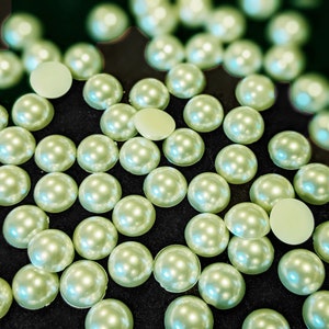 Niziky 1500pcs Flat Back Half Round Pearls, 4mm Gold Half Flatback Pearls Gems Beads for Crafts, Flat Back Half Pearls for Craft