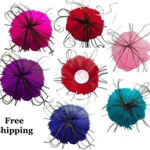 6 Pieces of Feather Flower Appliques - FREE SHIPPING