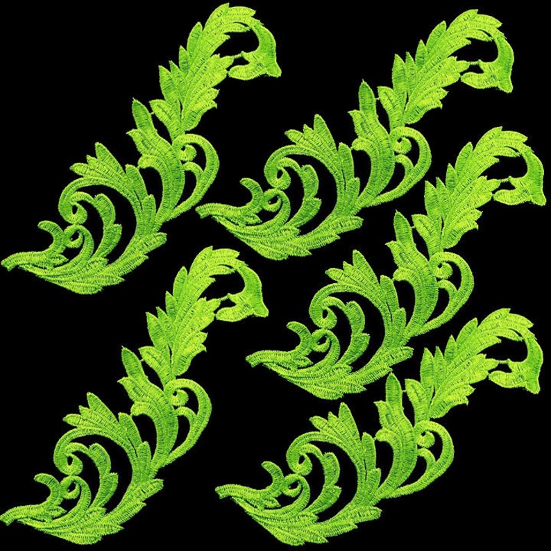 FREE SHIPPING 5 Pieces Lime Green Vine Venice Lace Appliques