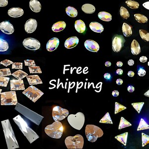 Asfourelle Shapes Sew-On Flat Back Crystal Rhinestones - FREE SHIPPING