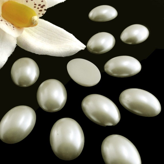72 Pieces 25 X 16 Mm Pearl White Oval Flat Back Pearls FREE 