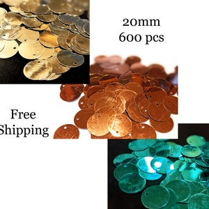 600 Pieces of 20mm Round Paillette Sequins - FREE SHIPPING