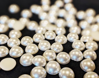 Pearl White Round Flat Back Pearls - FREE SHIPPING