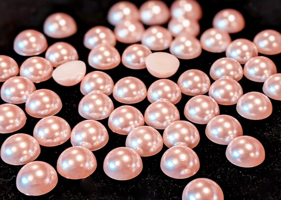 Pastel Pink Round Flat Back Pearls FREE SHIPPING 