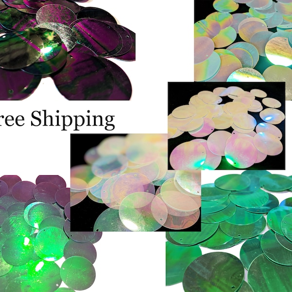 30mm Round Iridescent Paillette Sequins - FREE SHIPPING