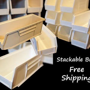 Sturdy Plastic Stackable Bins, Workshop Organizers (4x4x10.5)