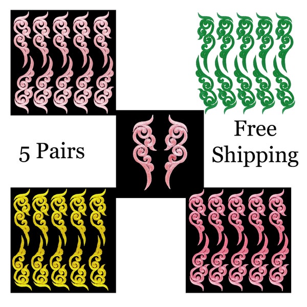 5 Pairs of Scroll Venice Lace Appliques - Free Shipping