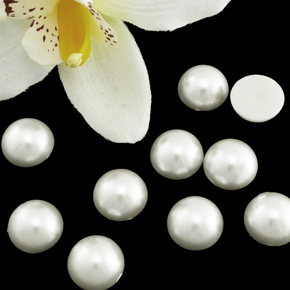Pearl Cabochons 15mm Flat Back Pearls Faux Pearl Embellishments Decoden  Jewelry Cell Phone Supplies, X 20 Pcs 