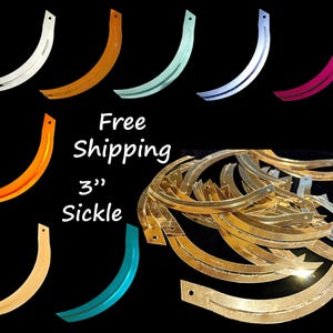 3" Sickle Paillette Sequins, PVC, One Hole