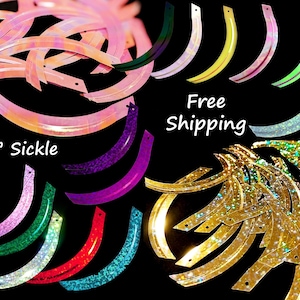 3" Sickle Paillette Sequins, PVC, One Hole